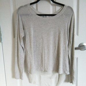 Aeropostale Light Gray Chiffon Drape back top